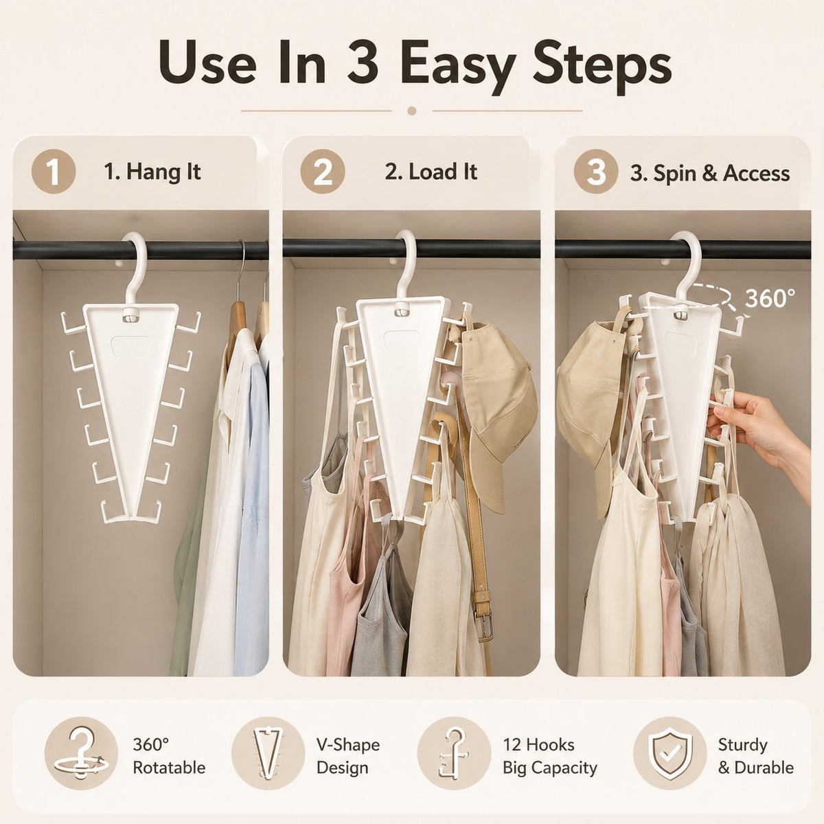 V-Shaped Space-Saving Closet Hanger