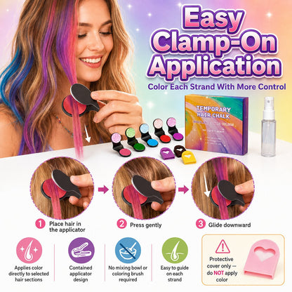 12-Color Hair Chalk Kit – Temporary Color Without Bleach