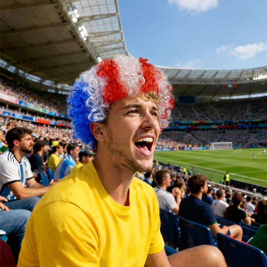 Vibrant Fan Celebration Wig – High-Density Afro Style Hairpiece for Match Day & Festivals