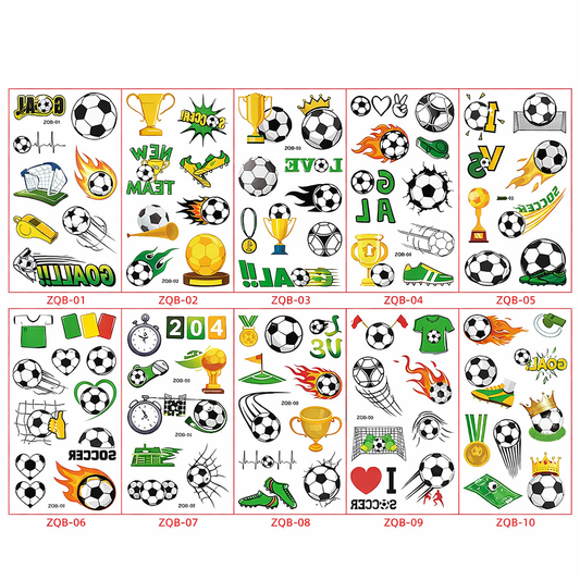 10-Pack Waterproof Football Temporary Tattoos