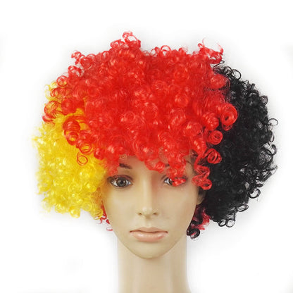 Vibrant Fan Celebration Wig – High-Density Afro Style Hairpiece for Match Day & Festivals