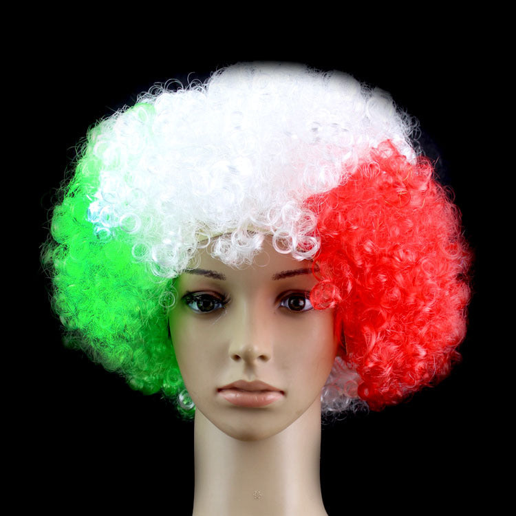 Vibrant Fan Celebration Wig – High-Density Afro Style Hairpiece for Match Day & Festivals