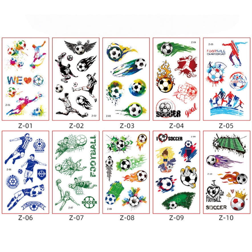 10-Pack Waterproof Football Temporary Tattoos
