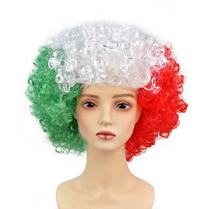 Vibrant Fan Celebration Wig – High-Density Afro Style Hairpiece for Match Day & Festivals