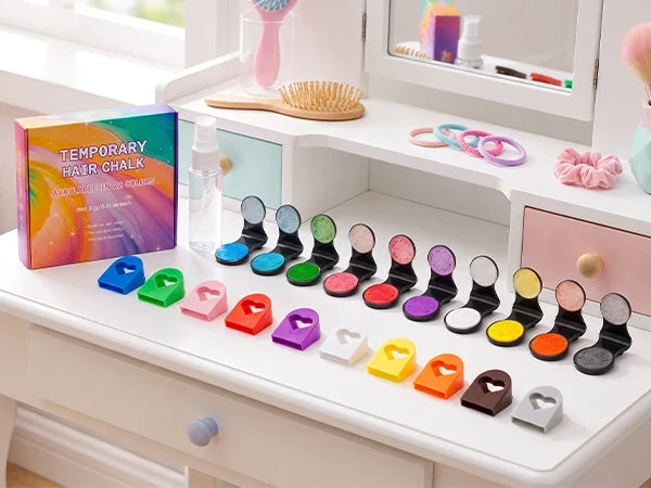 12-Color Hair Chalk Kit – Temporary Color Without Bleach