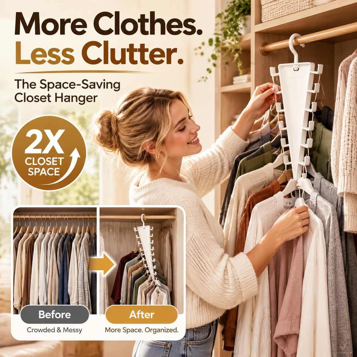 V-Shaped Space-Saving Closet Hanger